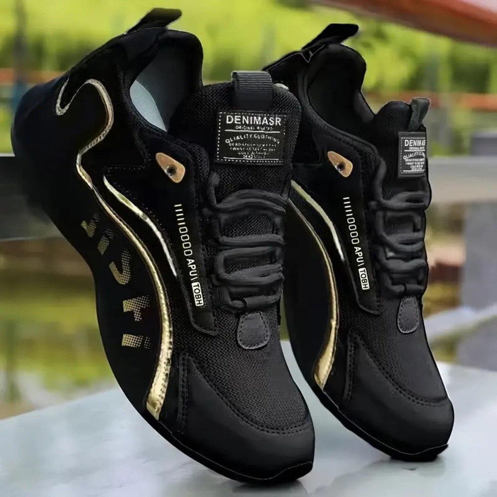 Black and Gold Sneakers